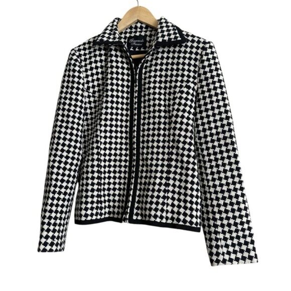Giancarlo Ferrari Houndstooth Full ZipJacket Size 4 - Picture 1 of 11